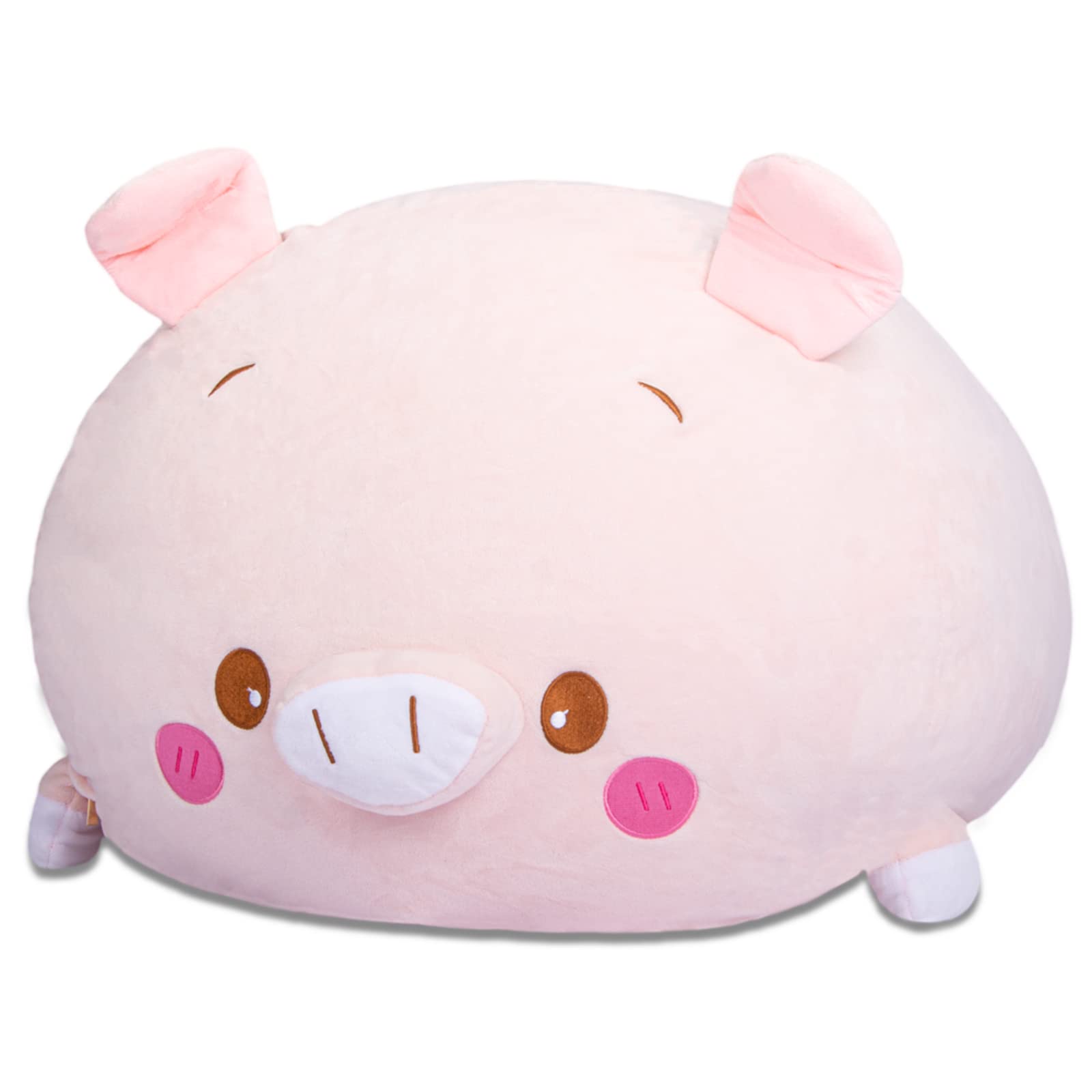 CUEBEAR Stuffed Animal Storage Bean Bag Chair Cover for Kids Pink Pig Plush Bean Bag Chair for Girls Large Size Toy Organizer Co