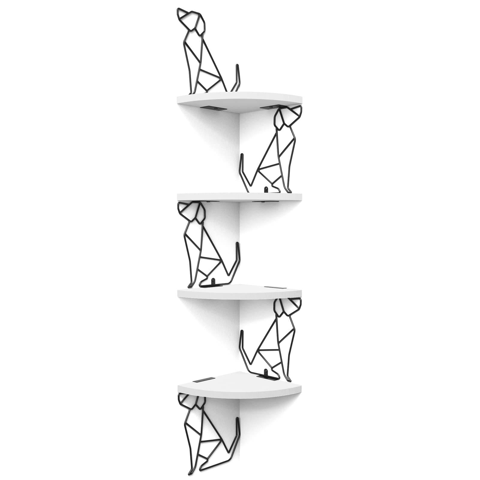 Alsonerbay White Corner Shelf Wall Mount, 4 Tier Floating Shelves for Wall Storage, Rustic Wall Shelves Wood Shelves for Bedroom