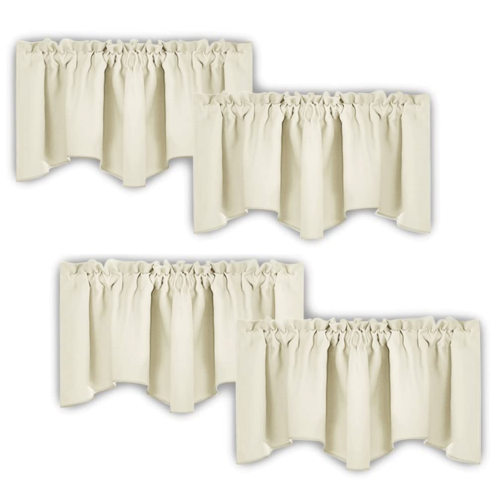 NICETOWN 4 Panels Blackout Curtain Valances for Kitchen Windows/Living Room/Bathroom Privacy Protection Rod Pocket Decoration Sc