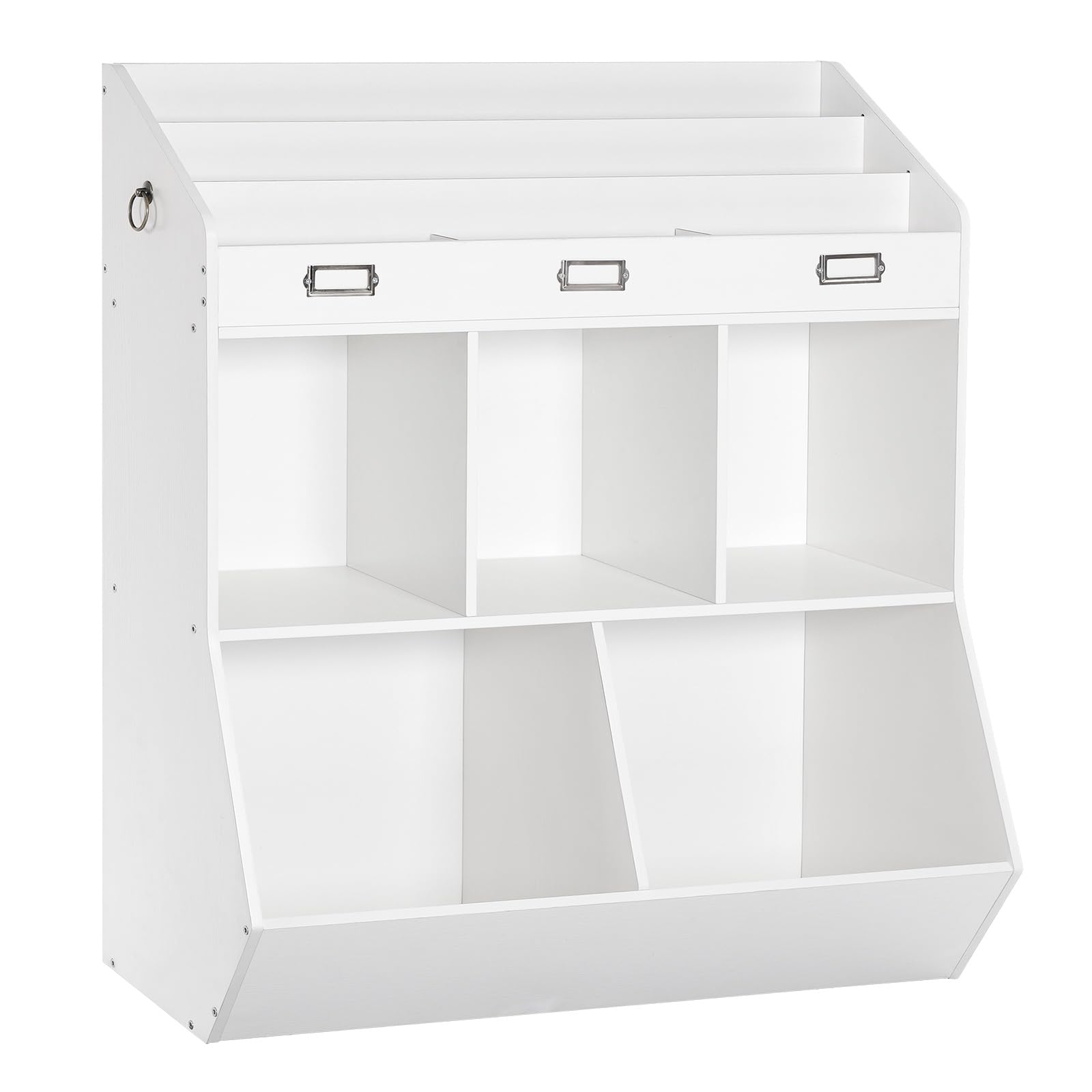 HOOBRO Kids Bookshelf, Toy Organizer and Storage, Bookshelf for Kids, 5 Compartments and 3-Layer Shelves, Bookcase Footboard, fo