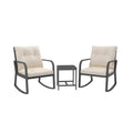 Temminkii 3 Piece Patio Furniture Set, Outdoor Rattan Rocking Chairs with Coffee Table, Conversation Set for Bistro, Garden, Bal