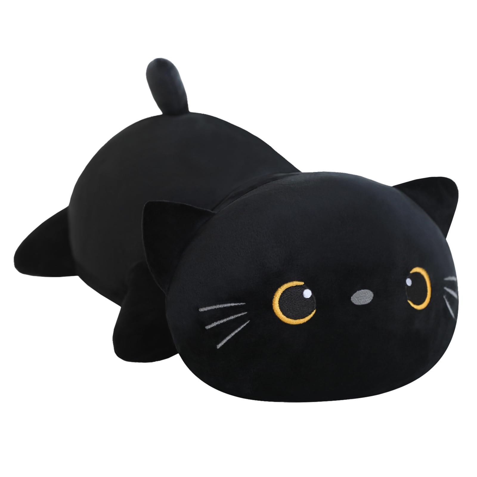 SQEQE Weighted Black Cat Plush, Weighted Black Cat Stuffed Animal, Cute Plushies Soft Pillow Toy Gift for Kids Adults 23.6 Inch,