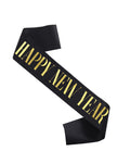 BBTDIN Happy New Year Sash Belt Happy 2023 Year Satin Sash Happy New Year Sash for 2023 Year BNY01 (New Year-Black Sash)
