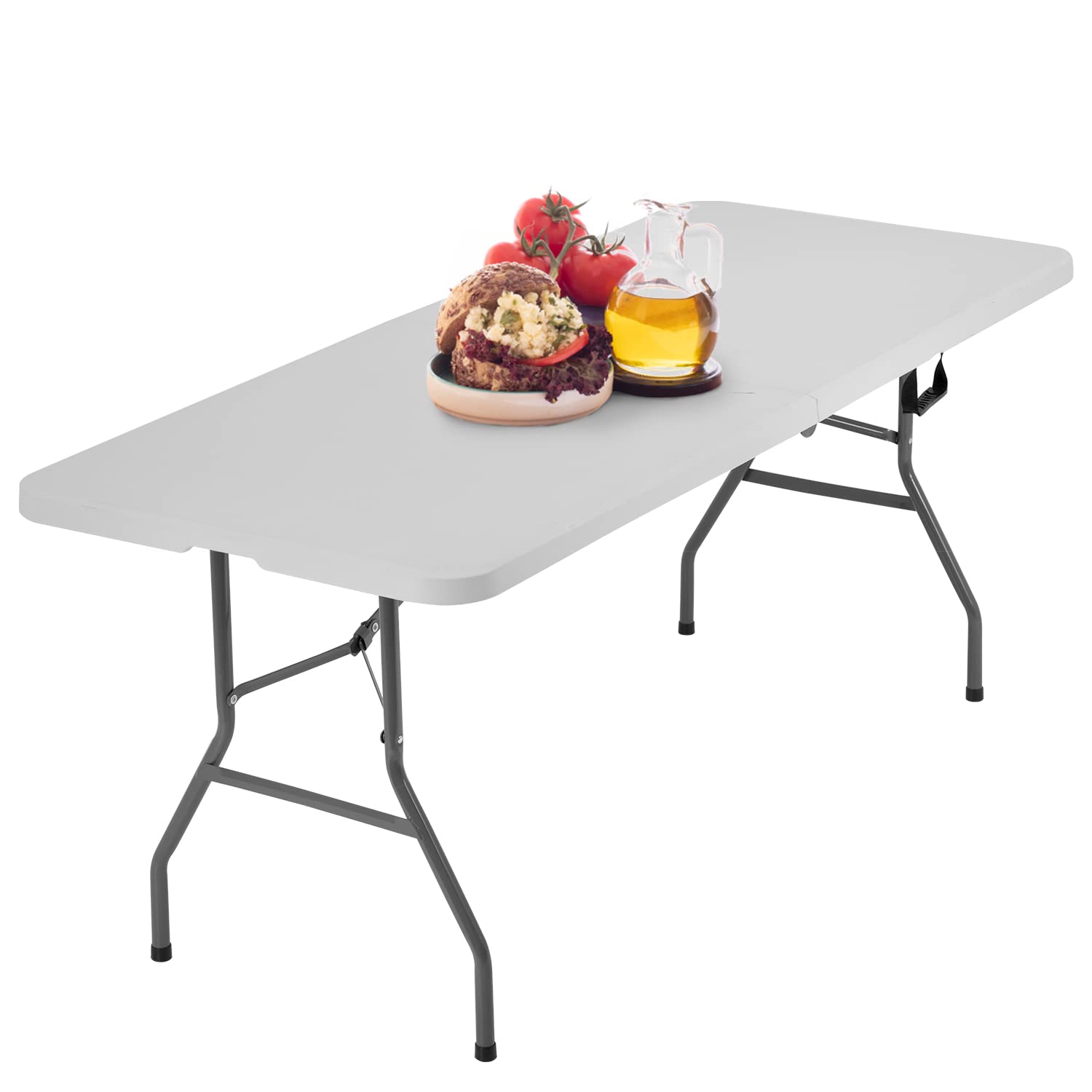 BestOffice Camping Folding 6 Foot Plastic Table, White