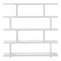63 White Wood Five Tier Open Asymmetrical Bookcase