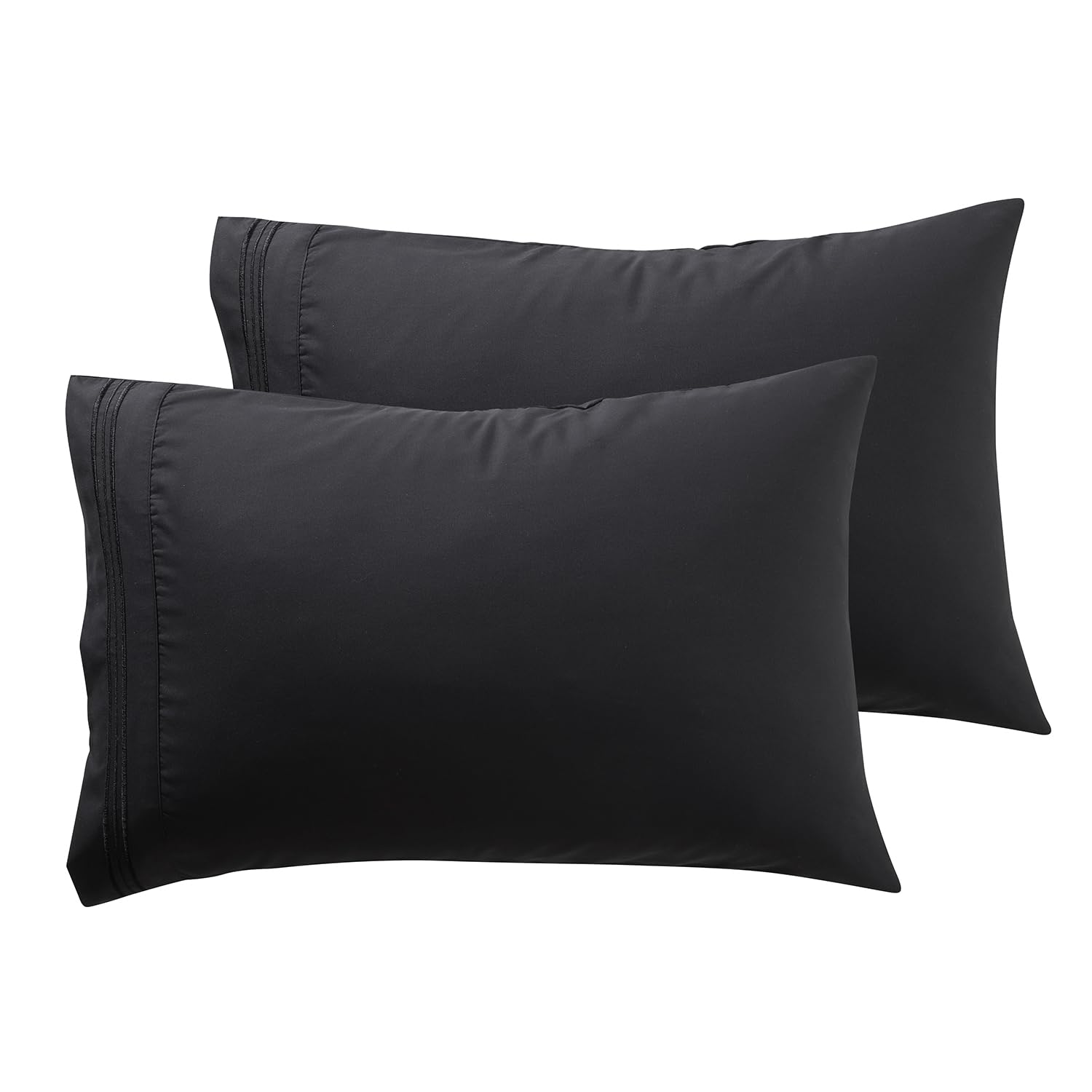 Nestl Microfiber King Pillowcase, 2 - 1800 Thread Count, Soft, Wrinkle Free, Fade Resistant, Envelope Closure, Set of 2, Black, 