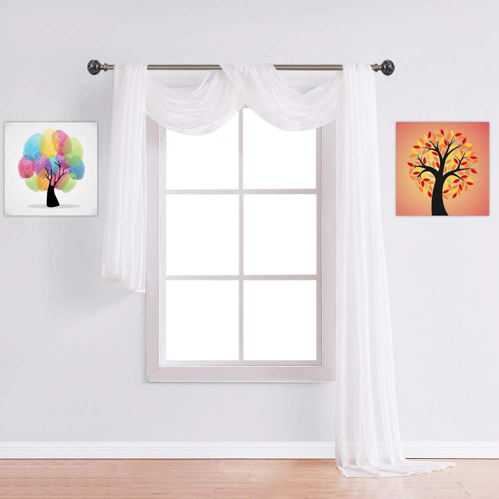 Warm Home Designs Extra Long White Sheer Window Scarf. Valance Scarves are 54 X 216 Inches. Great As Wedding Arch Draping Fabric