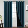 PrinceDeco 100% Blackout Curtains with Black Liner Backing Privacy Protection & Noise Reducing Black Lined Insulated Window Trea