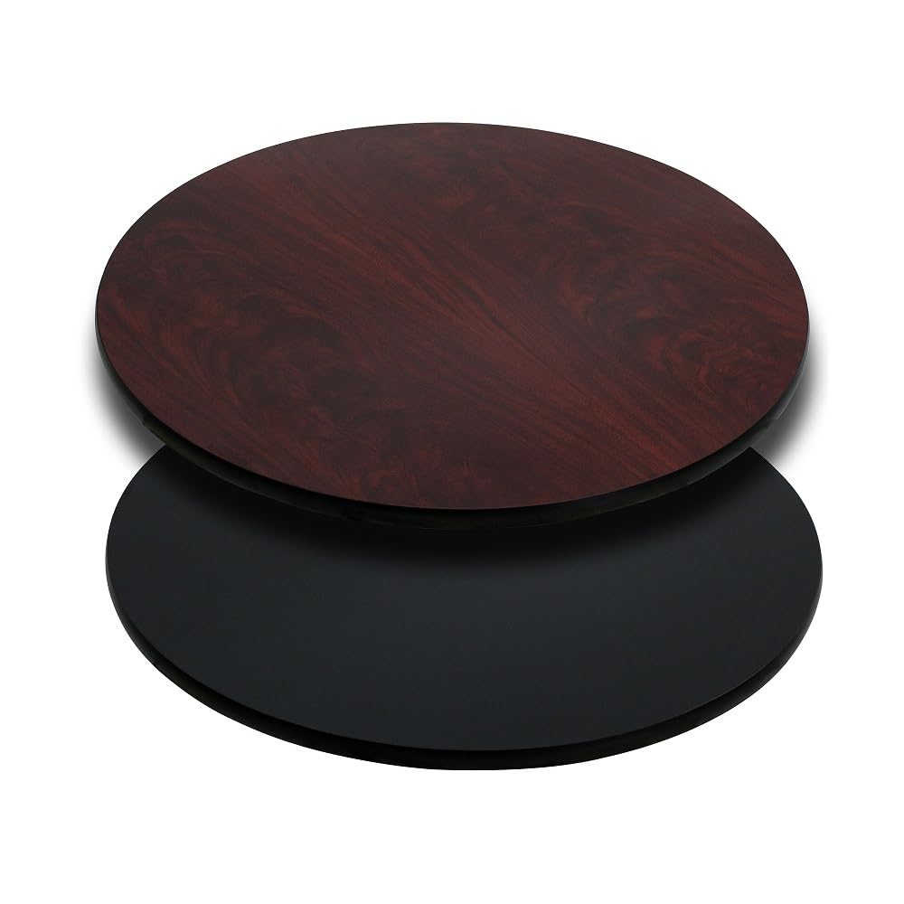 Flash Furniture Glenbrook 30 Round Table Top with Black or Mahogany Reversible Laminate Top