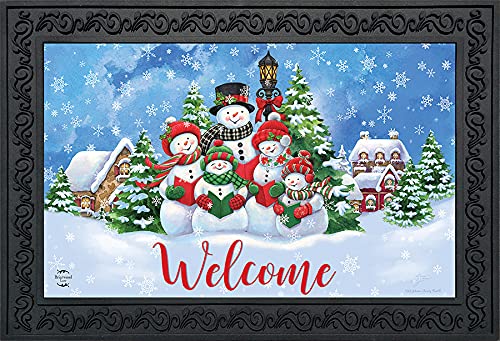 Briarwood Lane Caroling Snowmen Christmas Doormat Welcome Indoor Outdoor 30 x 18