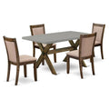 East West Furniture X796MZ716-5 5 Piece Kitchen Table Set for 4 Includes a Rectangle Dining Table with X-Legs and 4 Dark Khaki L