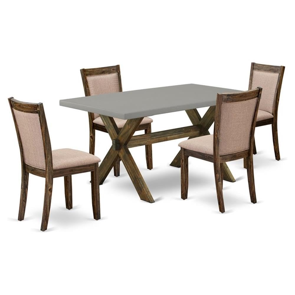 East West Furniture X796MZ716-5 5 Piece Kitchen Table Set for 4 Includes a Rectangle Dining Table with X-Legs and 4 Dark Khaki L