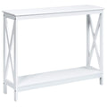 Multigot 2-Tier Console Table, X Shaped Wooden Side Desk, Space Saving Sofa End Table for Hallway, Bedroom, Living Room and Offi