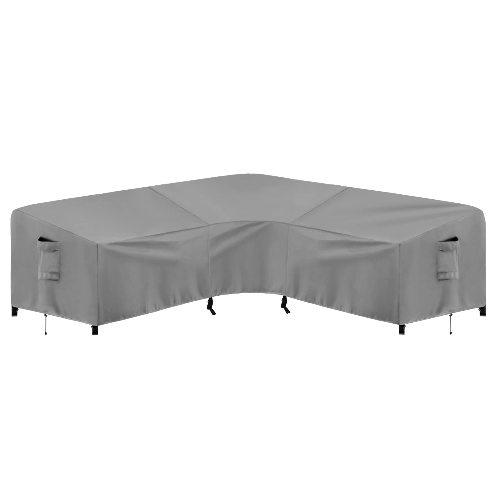 PureFit Outdoor Sectional Sofa Cover Waterproof V Shaped Patio Furniture Covers for Deck, Lawn and Backyard, 89   x89   , Gray