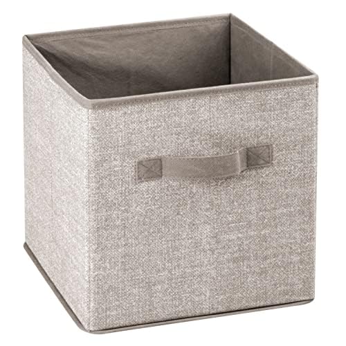 mDesign Small Fabric Collapsible Organizer Cube Bin Box with Front Handle for Cube Furniture Units, Closet or Bedroom Storage, H