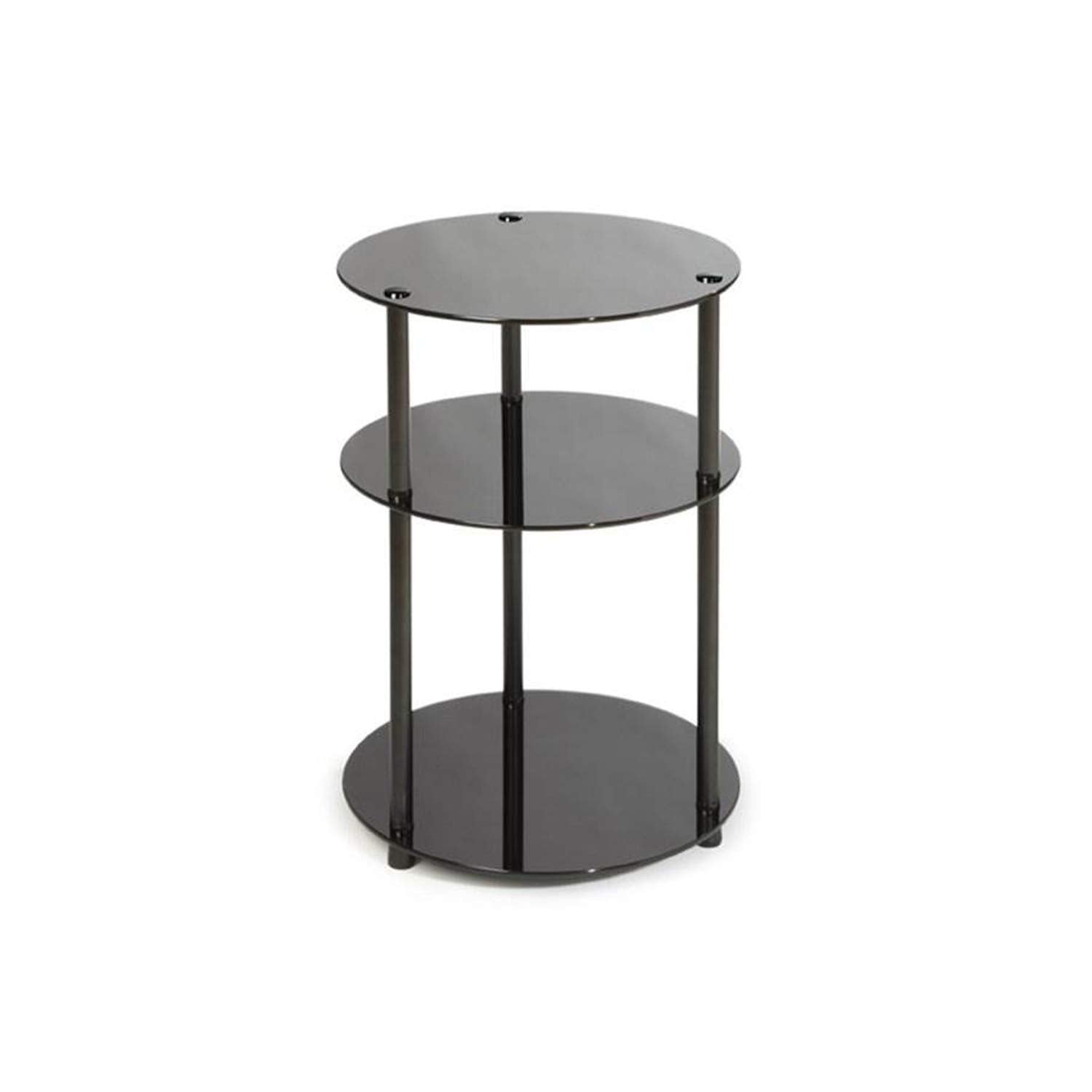 Convenience Concepts Designs2Go Midnight Classic 3-Tier Round Glass Side Table, Black Glass, 15.75 in x 15.75 in x 24.5 in