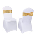 Eternal Beauty Set of 10 Sequin Chair Sashes Chair Bows Sashes Gold Chair Sashes for Chair Cover Wedding Party Decorations