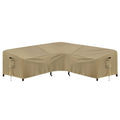 PureFit Outdoor Sectional Sofa Cover Waterproof V Shaped Patio Furniture Covers for Deck, Lawn and Backyard, 89   x89   , Camel