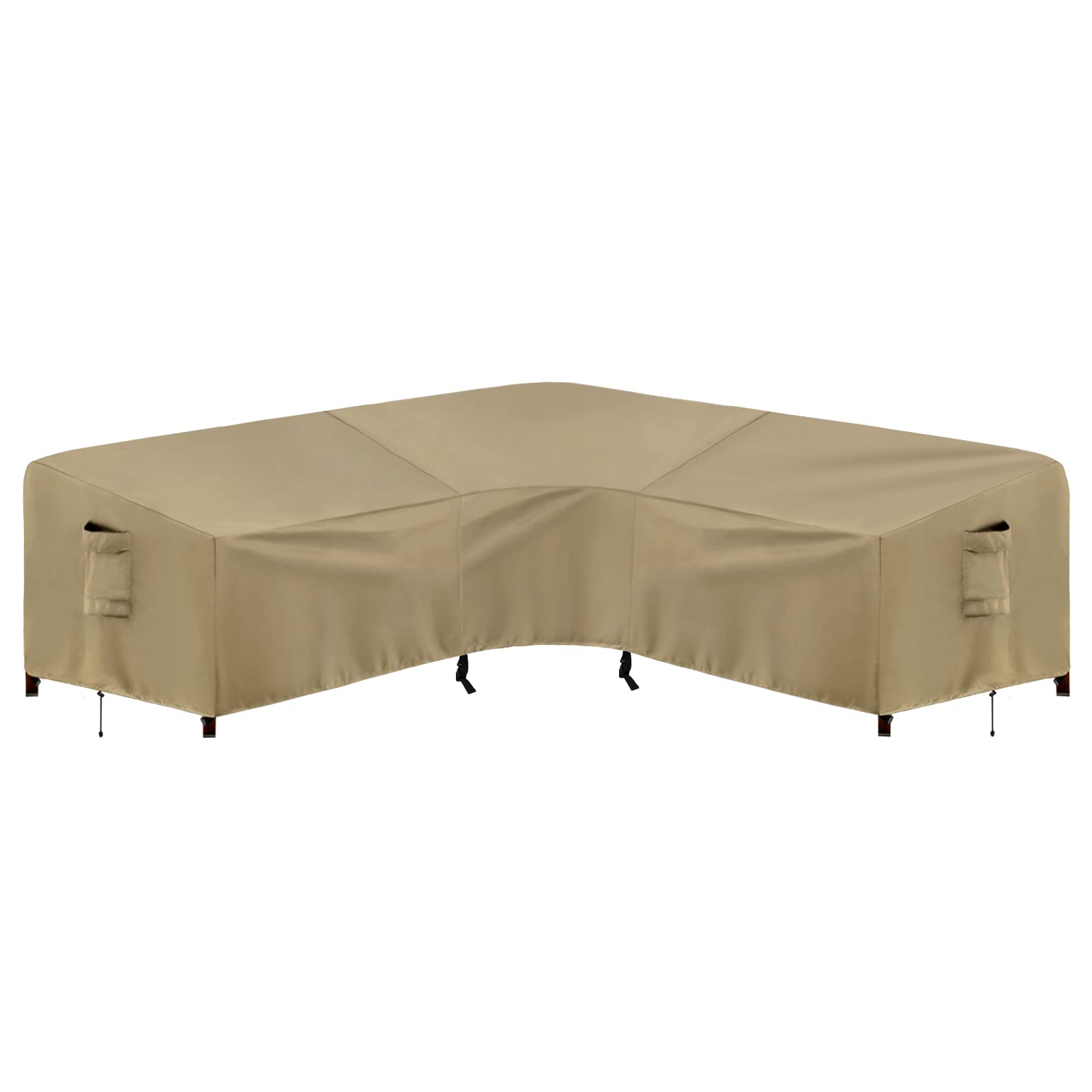 PureFit Outdoor Sectional Sofa Cover Waterproof V Shaped Patio Furniture Covers for Deck, Lawn and Backyard, 100   x100   , Came