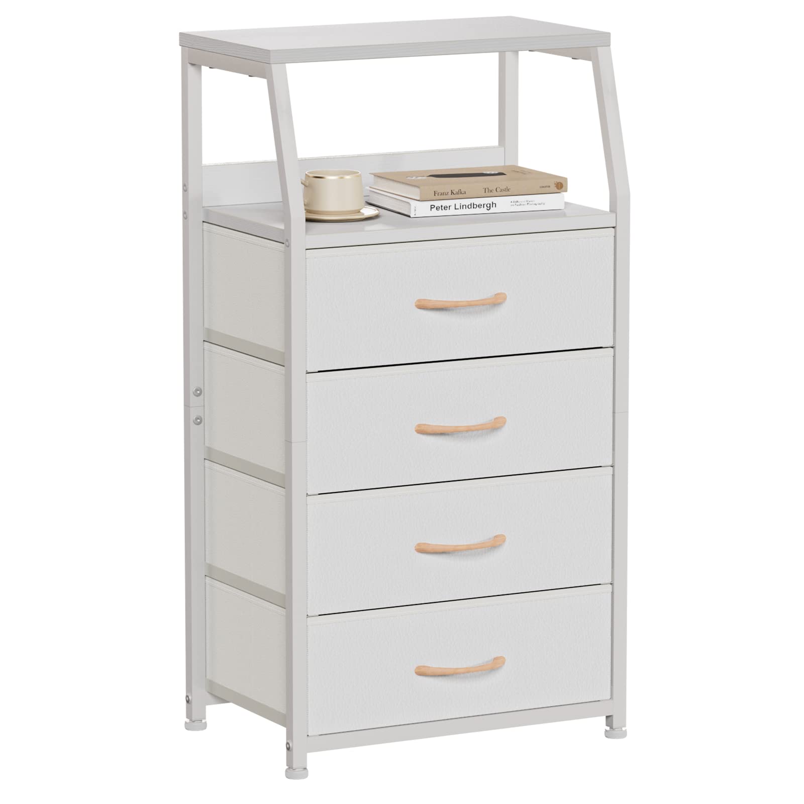 Furnulem Tall 4 Drawers Dresser, Vertical Storage Tower for Bedroom, Hallway, Entryway, Nursery, Closet Organizer, Nightstand Be