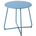 Meluvici Patio Small Side Table Waterproof Round Metal Steel Weather Resistant Portable Outdoor and Indoor End Table for Garden 