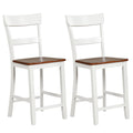 Giantex Wooden Bar Stools Counter Height Set of 2, 24.5 Farmhouse Wood Bar Dining Chairs with Solid Rubber Wood Frame, Backrest,