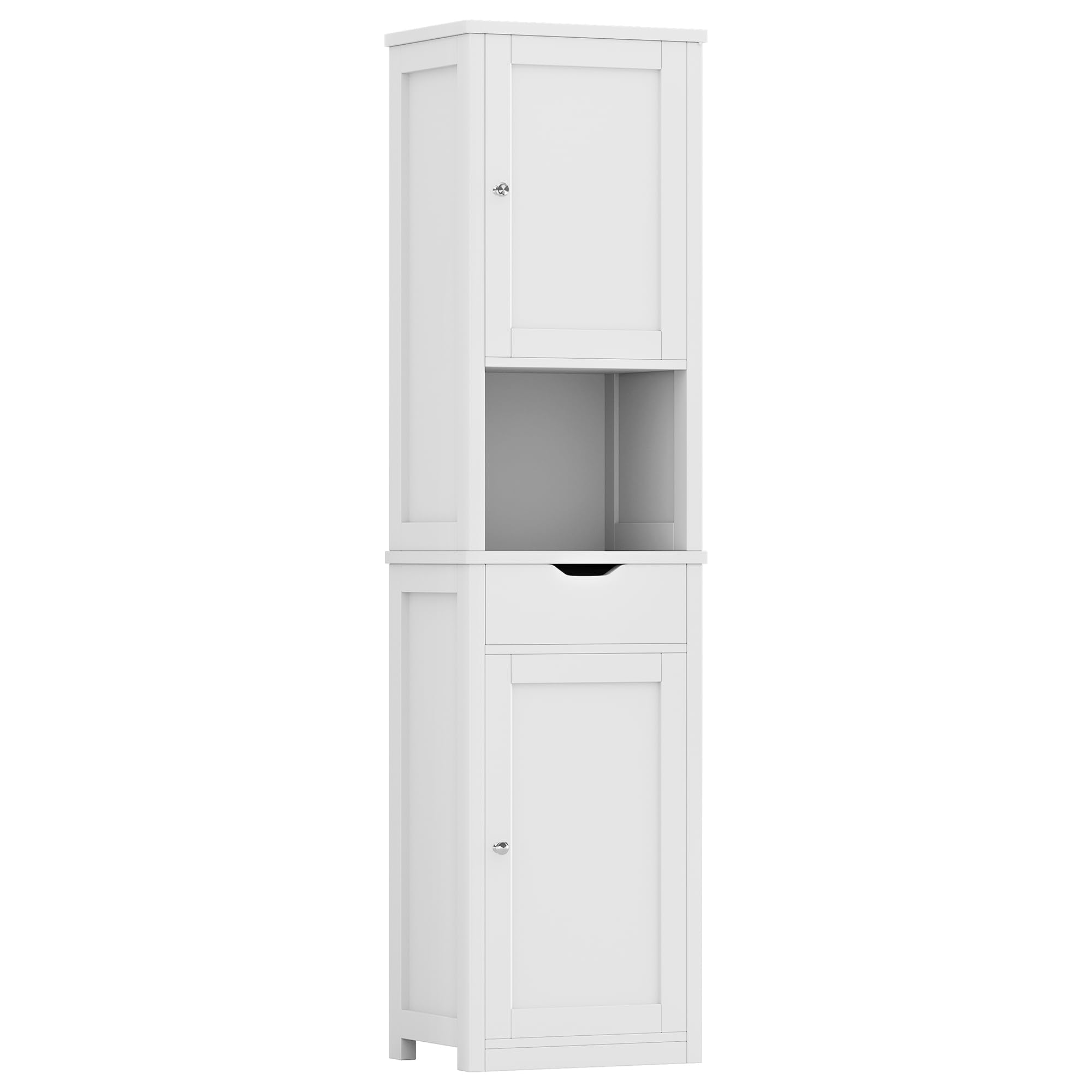Shintenchi Tall Bathroom Storage Cabinet, Slim Corner Floor Cabinet with Doors and Drawer, Freestanding Narrow Bathroom Organize