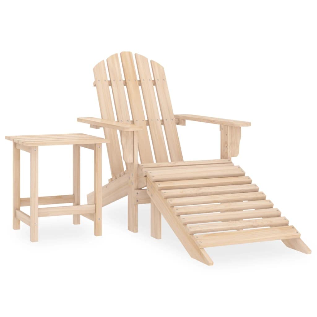 vidaXL Patio Lounge Set - Adirondack Chair with Ottoman and Table - Solid Fir Wood - Ergonomic & Durable - Comfortable Outdoor S