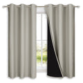 NICETOWN Natural 100% Blackout Lined Curtains, 2 Thick Layers Completely Blackout Window Treatment Panels Thermal Insulated Drap