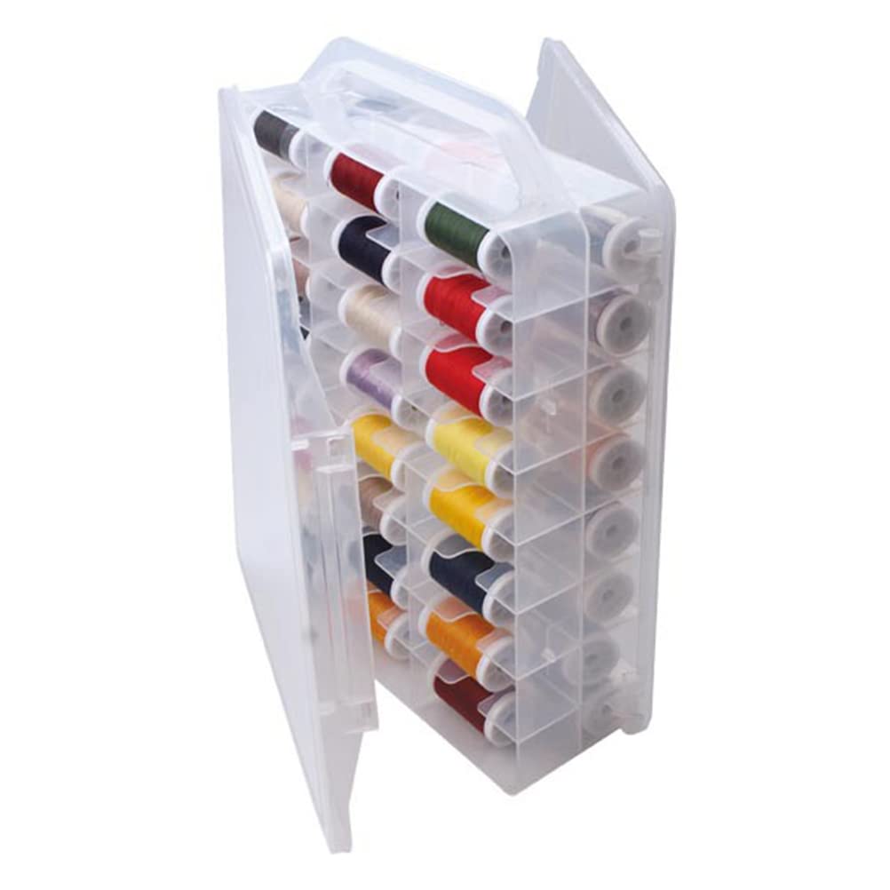 46 Grids Sewing Organizer, Double Sided Thread Box Storage, Portable Clear Plastic Organizer Box for Embroidery and Sewing Threa