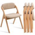HOMEFUN Folding Chairs with Cushion Padded Folding Chiars 4 Pack - Wooden Folding Dining Chairs with Removable Cover Foldable Ex