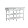 Benjara Kitchen Island with Artificial Marble Top and Turned Legs, White