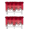 Solid Faux Silk Swag Waterfall Cascade Ascot Window Curtain Valance w/Tassels Trim 55  x18  Wave (2, Burgundy)