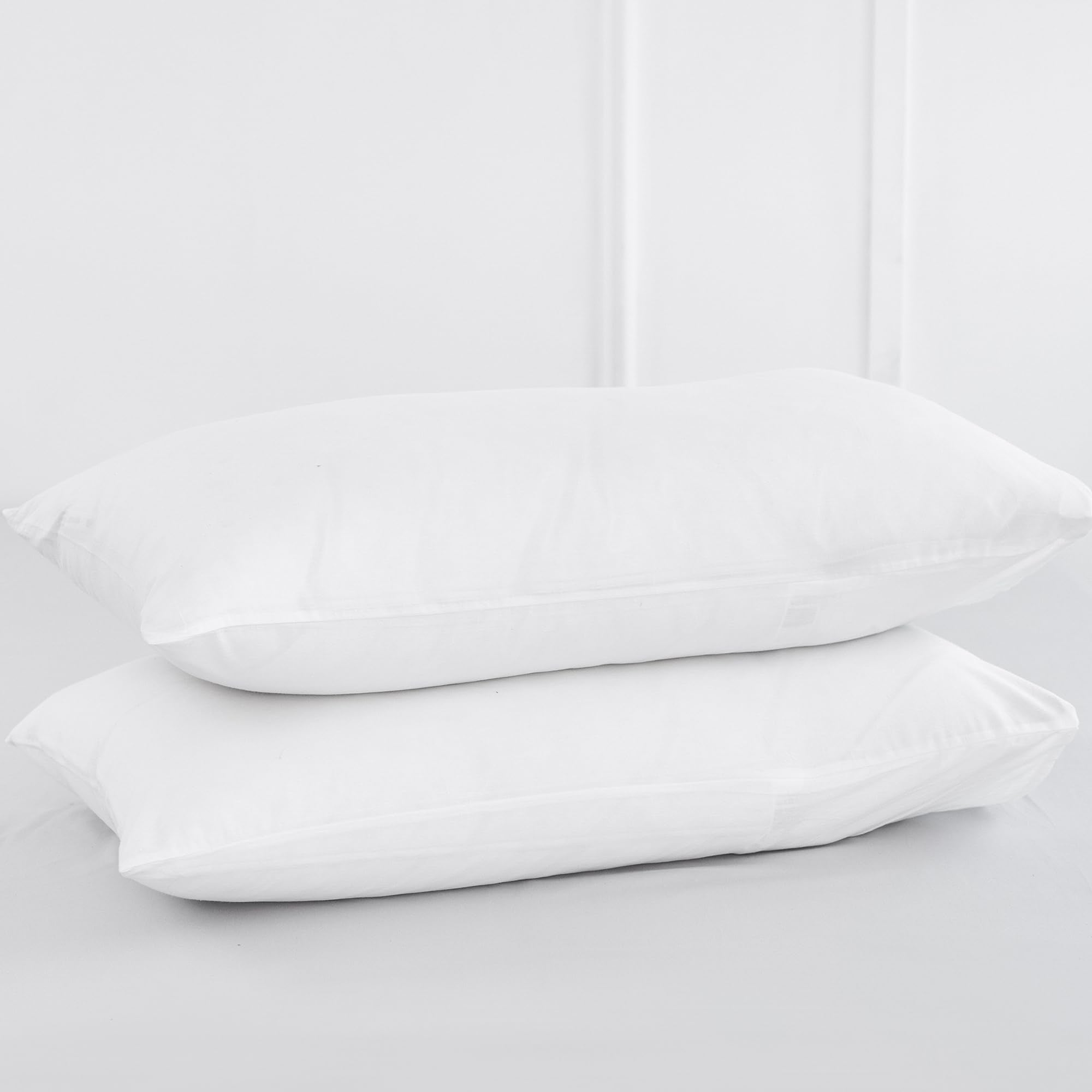 MooMee Bedding Pillowcases Pack of 2 100% Washed Cotton Linen Like Textured Breathable Durable Soft Comfy (Off White, Standard)