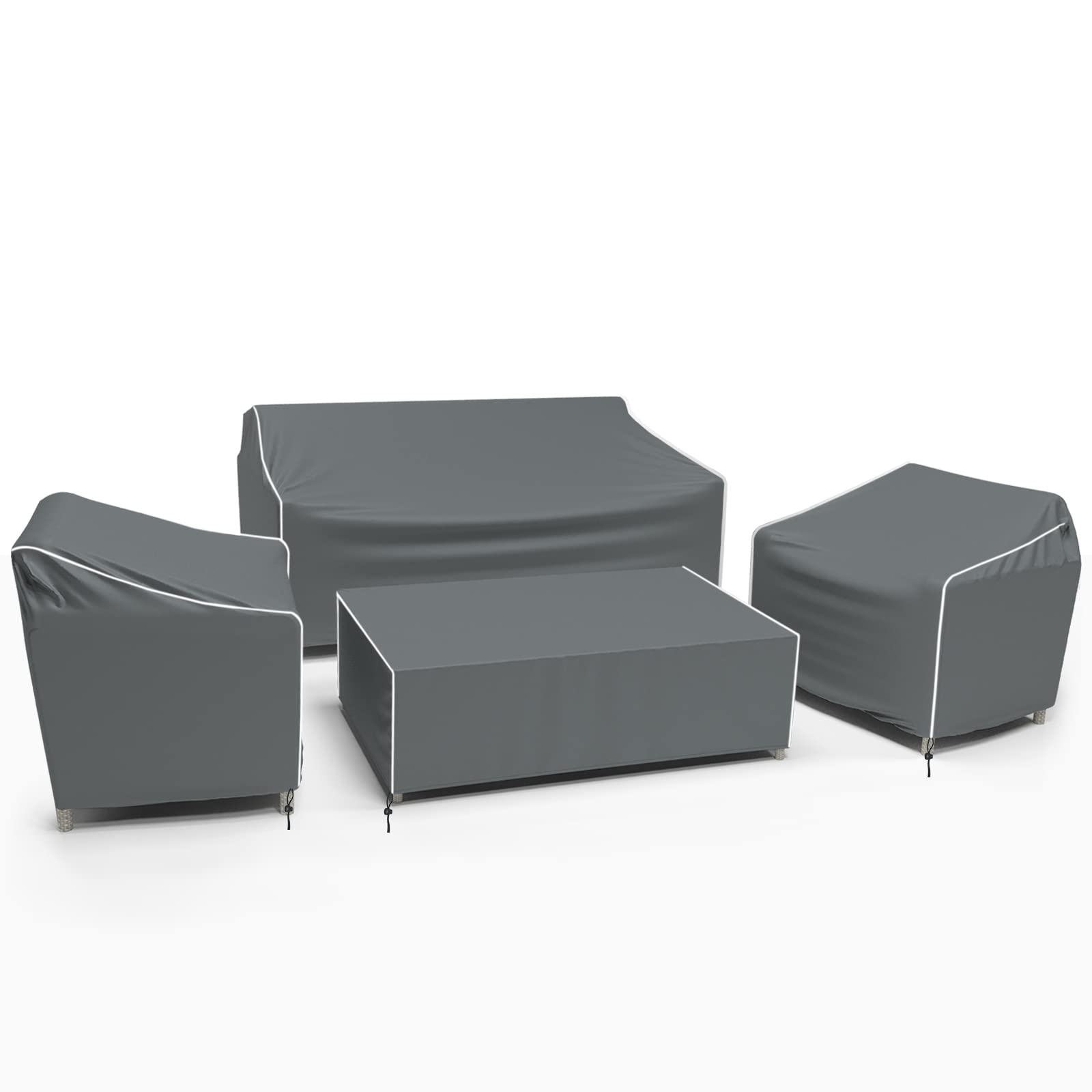 Gasadar Patio Furniture Cover 4-Piece Set, Heavy Dut 600D Outdoor Furniture Cover Waterproof for Lawn Patio Chairs, Loveseat and