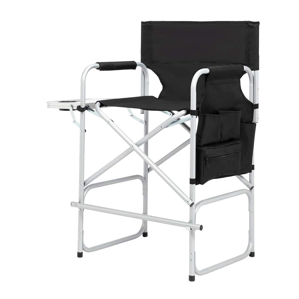 Outvita 26  Tall Directors Chair Height Seat Folding with Side Table Storage Bag, Support for 300Lbs Portable Makeup Artist Chai