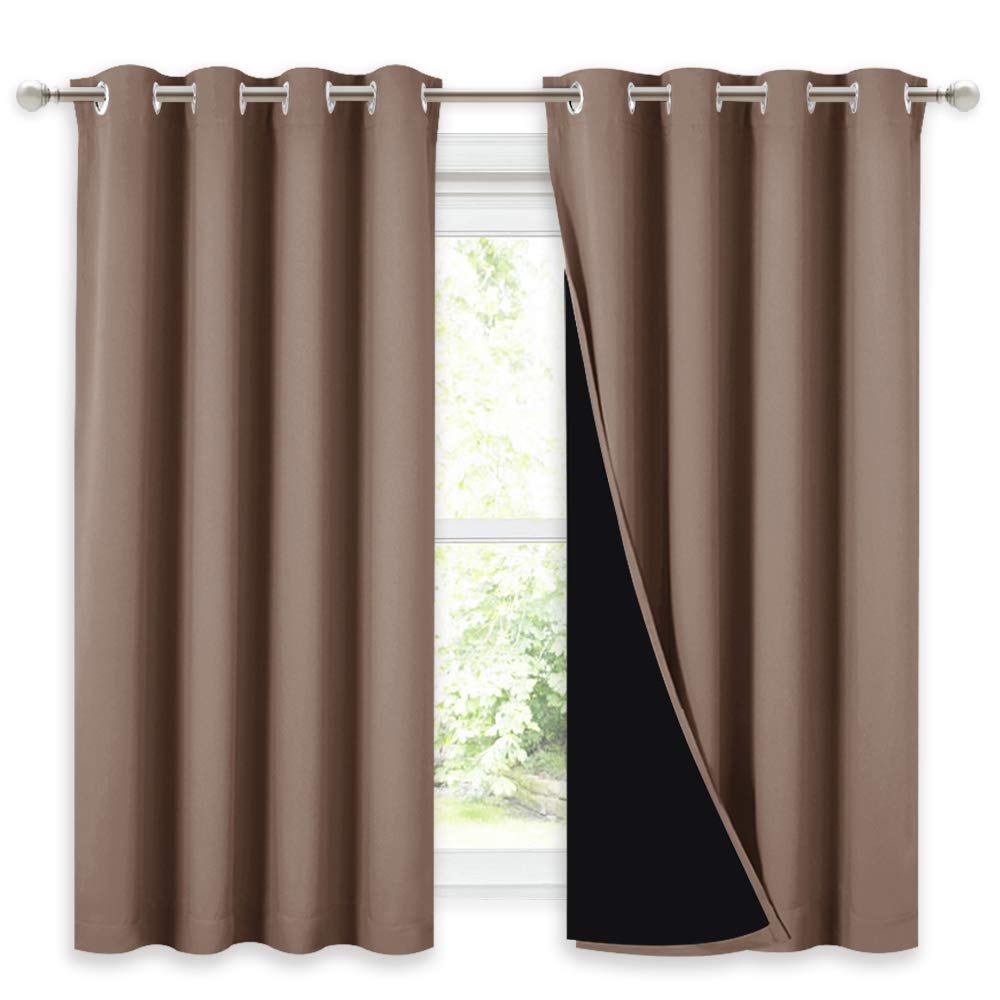 NICETOWN Bedroom Full Blackout Curtain Panels, Super Thick Insulated Window Covers, Keeping Out Cold Air and Heat 100% Blackout 