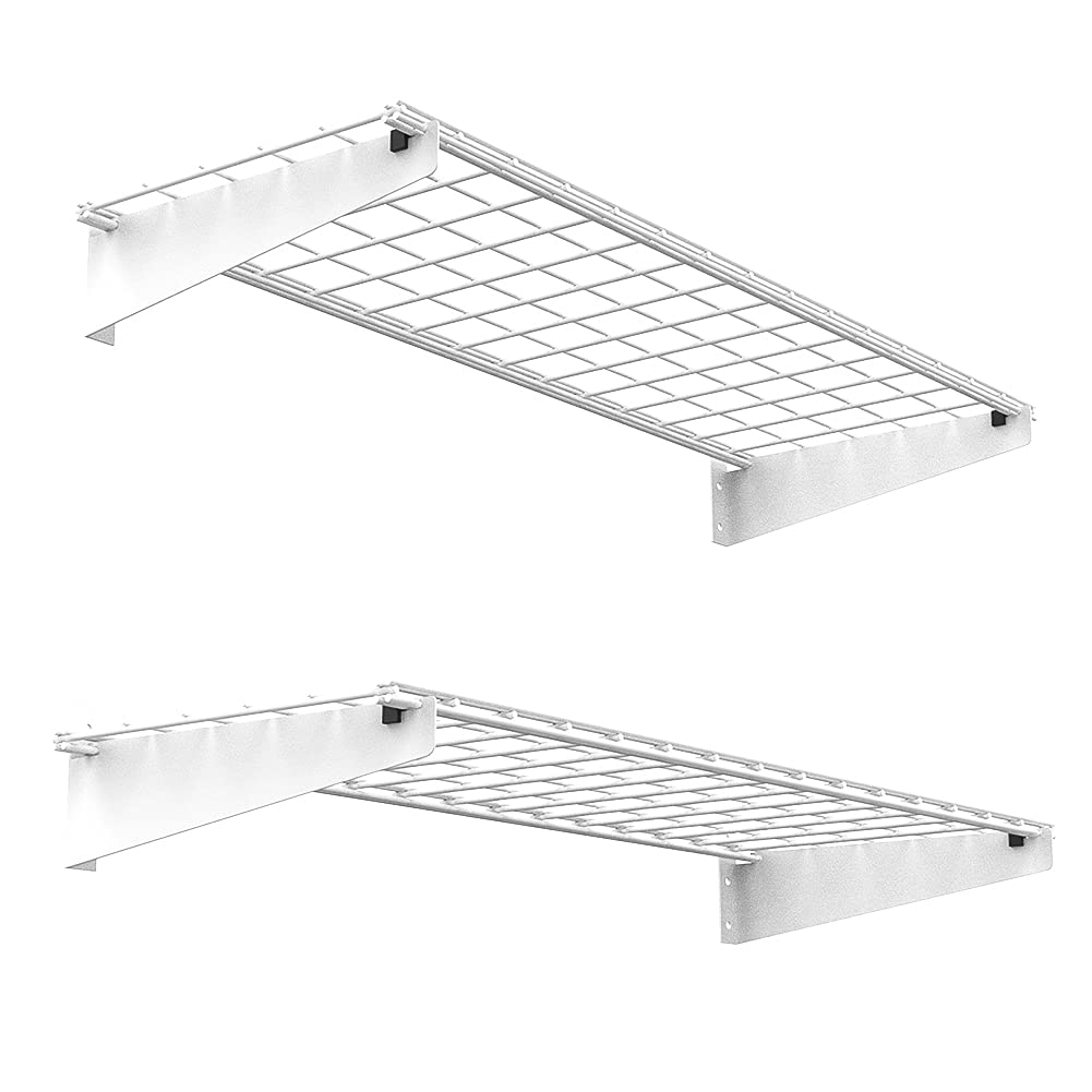 Wallmaster 2-Pack 15x45 Heavy Duty Garage Wall Shelving 45-inch-by-15-inch Wall Mount Garage Storage Rack Floating Shelves Max L