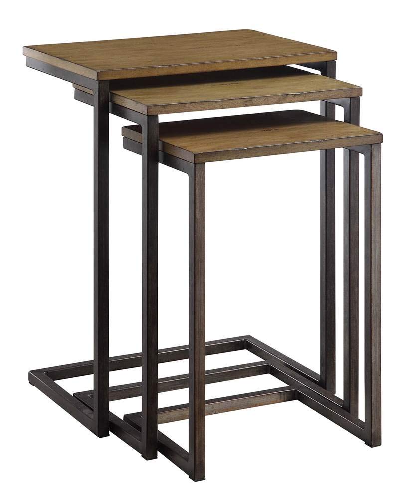 Carolina Classic Astrid Nesting Table in Harvest Oak and Aged Iron