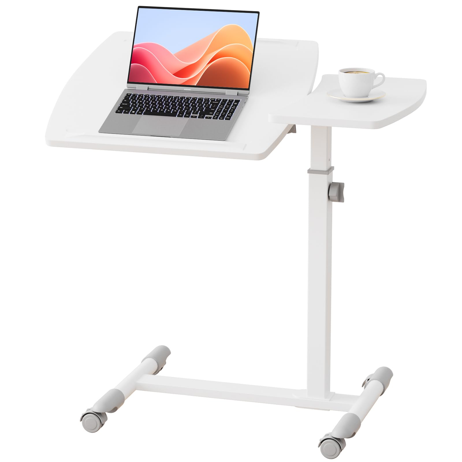 GTRACING Mobile Small Standing Desk, Tiltable Sit Stand Portable Rolling Laptop Desk with Lockable Wheels, Adjustable Height Ove