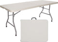 OEF Furnishings 6 Foot Half Heavy Duty Folding Table, 30 x 72, Light Grey