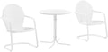 Crosley Furniture Griffith 3-Piece Outdoor Bistro Set, Retro Metal Patio Table and Chairs for Dining, Porch, White Gloss and Whi