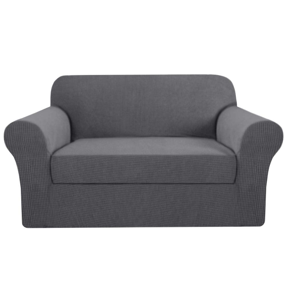 H.VERSAILTEX High Stretch Rich Jacquard 2-Piece Loveseat Slipcover/Furniture Covers for Loveseat with Elastic Bottom, Suit for T