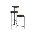 Benjara palnt 3 Tier Plant Stand with Round Wooden Shelves and Foldable Design, Black