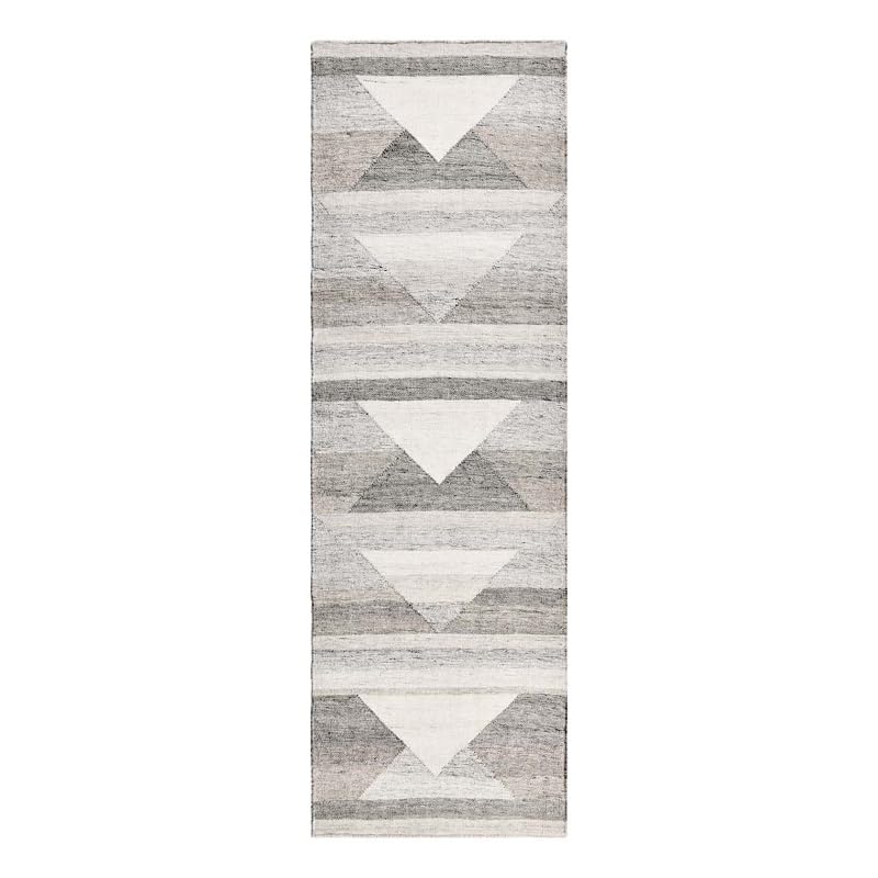 Kosas Home Tierney 30 x 96 Geometric Polyester Fabric Area Rug in Gray