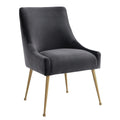 TOV Furniture The Beatrix Collection Modern Style Living Room Velvet Upholstered Side Chair, Grey