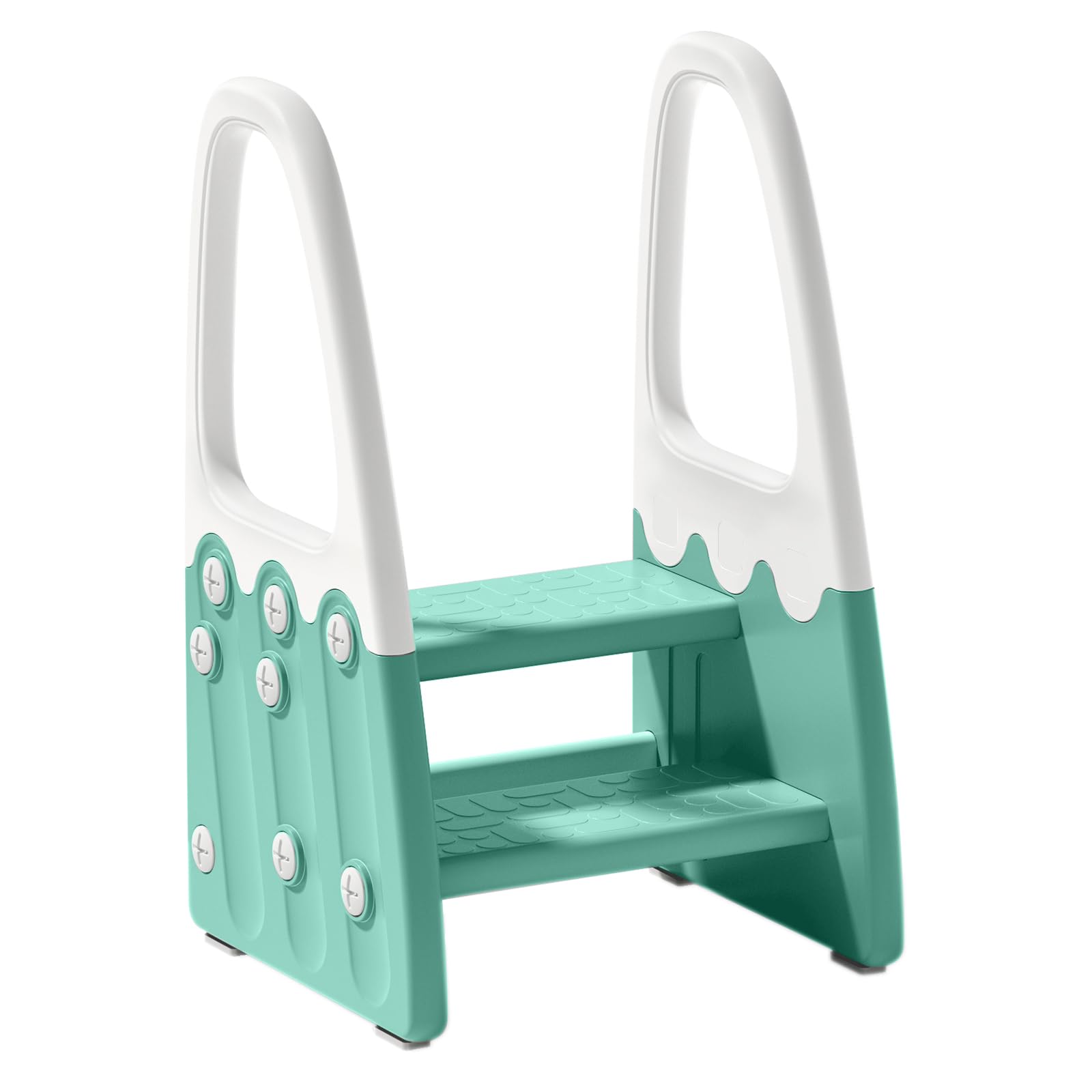 Two Step Stool with Handrails for Toddler and Kids, Standing Learning Stool Tower for Bathroom Sink, Potty Training, Children St