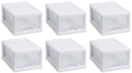Sterilite 20518006 6 Quart/5.7 Liter Stacking Drawer, White Frame with Clear Drawer,(pack of 6)