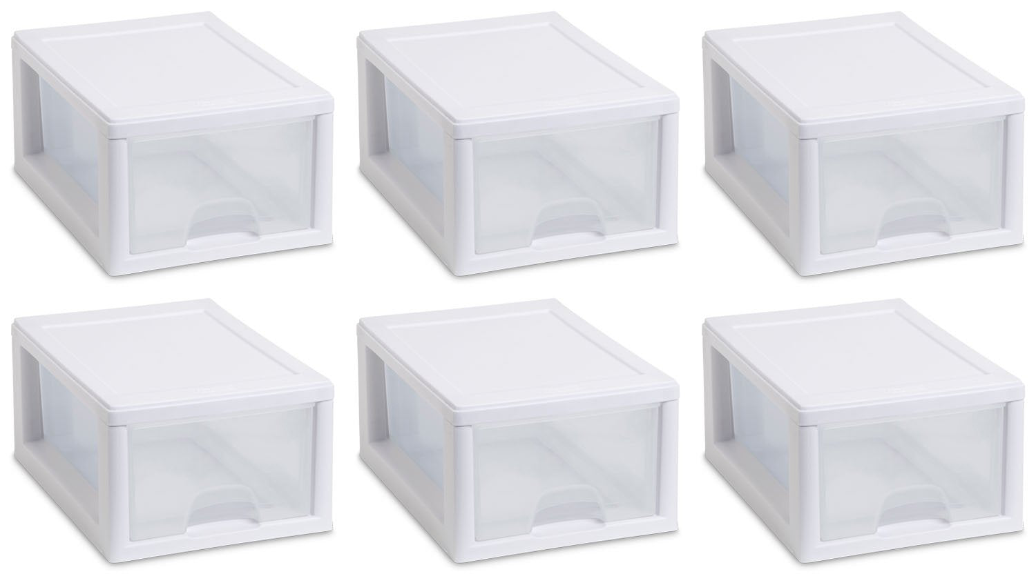 Sterilite 20518006 6 Quart/5.7 Liter Stacking Drawer, White Frame with Clear Drawer,(pack of 6)