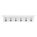 NovaSolo Halifax Pure White Mahogany Wood 6-Hook Coat Rack And Top Shelf